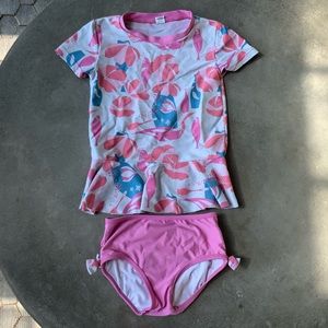 Size 5 Floral Ruffle Butts Rash Guard Swim Set